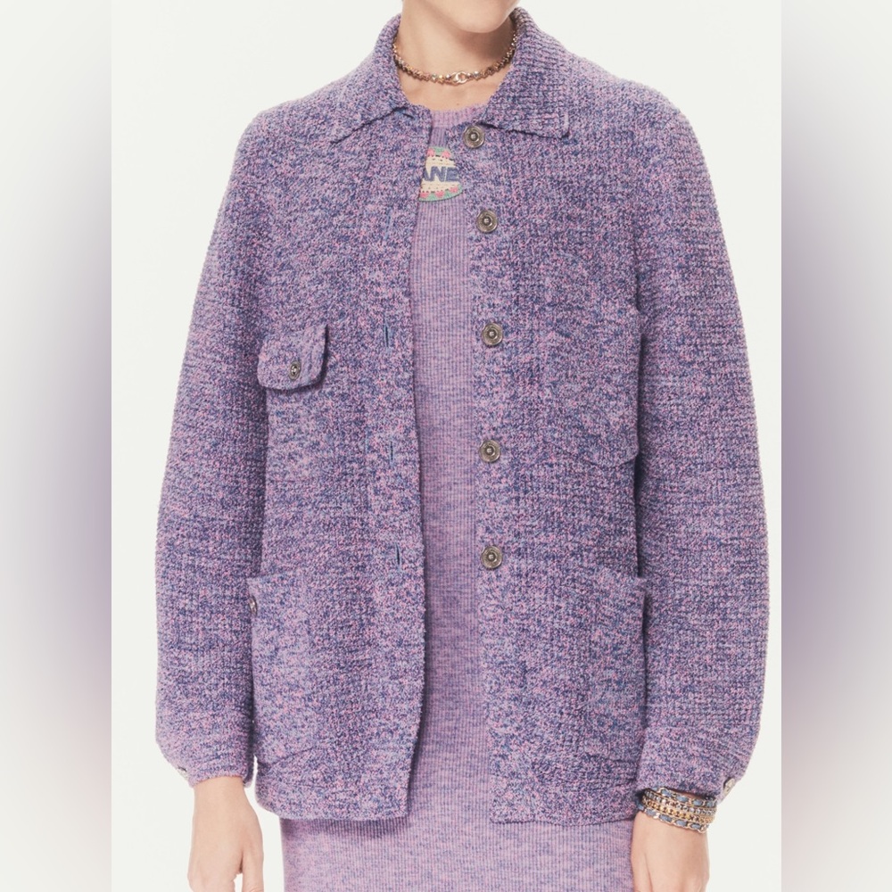 Chanel 2025 Women's Purple Tweed Jacket Cardigan